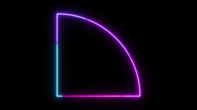 Multicolour Neon Quarter Circle Glow Animation on Black Background Vibrant Light Arc Loop