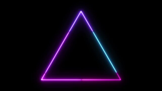 Multicolour Neon Equilateral Triangle Glow Animation on Black Background Vibrant Light Loop