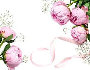  Elegant Pink Peonies with Seasonal Décor PNG