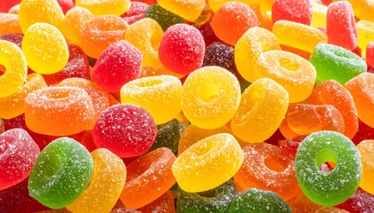 A Vibrant Assortment of Colorful Gummy Candies for a Sweet and Chewy Treat
