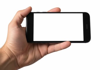 Hand Holding Smartphone in Landscape Mockup