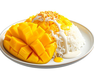 Exotic Thai Mango Sticky Rice with Coconut Cream PNG