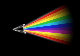 Prism refracts white light into a vibrant rainbow spectrum, showcasing the beautiful science of color dispersion and creativity