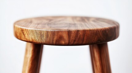 Detailed view of wooden stool top with smooth finish and natural grain