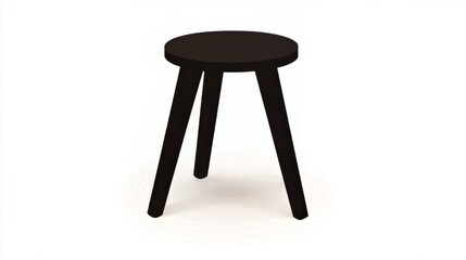 Flat three-legged stool vector silhouette on white background