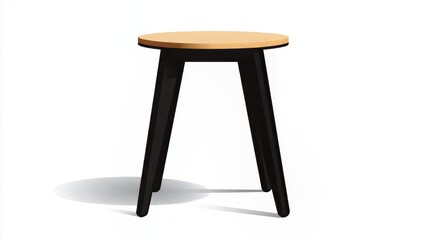 Flat three-legged stool vector silhouette on white background