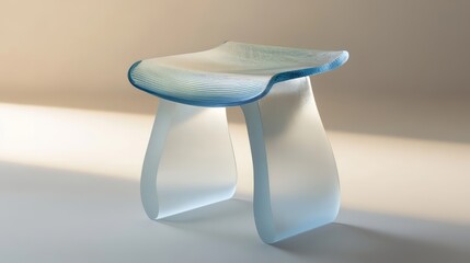 Glass sculpture of a modern bar stool with gradient seat and frosted base