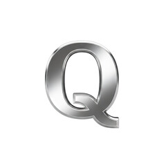 Silver Letter Q Icon With Reflective Highlights Isolated On Black Background High Quality 3D Render