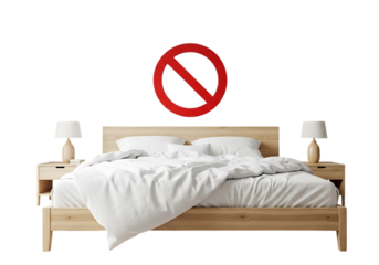No sex concept, bedroom with a prohibition sign
