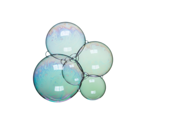 Soap bubbles are clustered together
