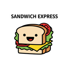 Obraz premium A smiling sandwich character with bread, tomato, lettuce, and cheese. It is a cartoon drawing