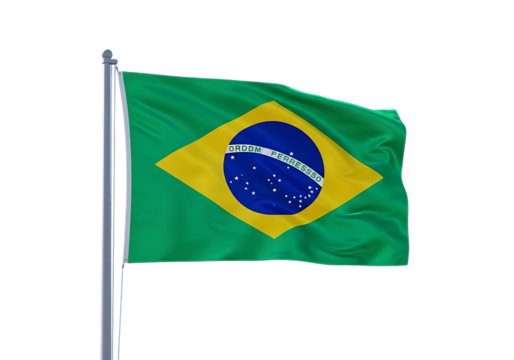 Brazilian flag waving in the wind