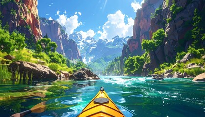 Breathtaking kayak adventure through a stunning canyon landscape with turquoise water