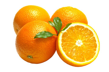 Oranges on white background isolated