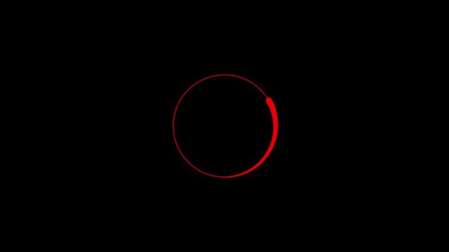 Abstract red circle segment on a black background symbolizing progress loading or incomplete process