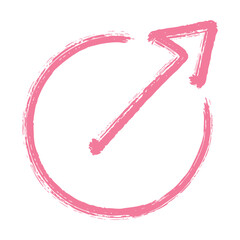 Hand drawn pink arrow sketch with marker brush stroke, abstract ink pointer symbol for direction, business design, doodle icon, simple isolated sign element on izole background