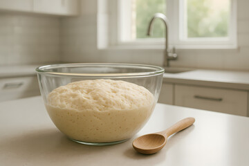 flour in a glass bowl