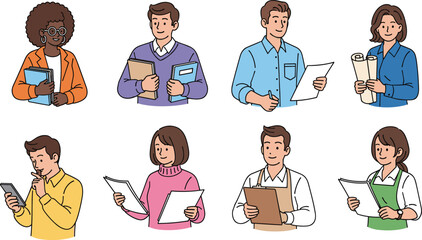 Diverse group of professionals and students, teamwork, collaboration, education, workplace diversity, career roles, modern illustration, multicultural, business concept, learning