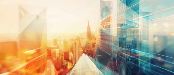 Double explosion skyscrapers abstract background illustration glass texture reflection.