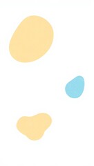 A simple, abstract composition of three soft, organic shapes—two in pale yellow and one in light blue—floating against a clean white background, evoking a sense of calm and minimalism.