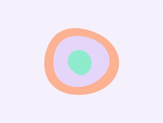 An abstract, minimalist illustration of concentric organic shapes in soft pastel colors—peach, lavender, and mint green—on a light background, creating a gentle, modern, and soothing visual effect.