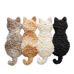 Four Cozy Kitty Collection: A charming group of four plush cats, each boasting a unique color and texture, offering a comforting presence and delightful aesthetic.