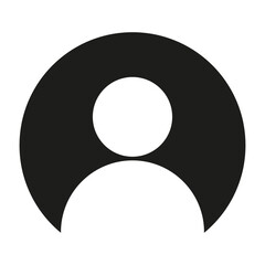 User profile icon. Man head silhouette. Account person Vector. Simple black avatar.