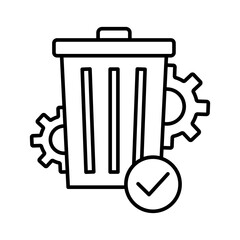 Recycle process icon. Trash delete setting. System cleanup Vector. Confirmed waste symbol.