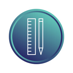 Ruler pencil icon. Measurement tool symbol. School education Vector. Office supply sign.