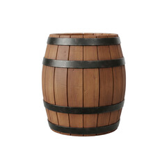 Wooden Barrel With Metal Bands Isolated On Transparent Background Realistic 3D Render Product