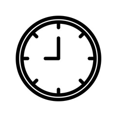Time clock icon. Analog hour symbol. Measurement tool Vector. Black white graphic. White background. EPS 10.