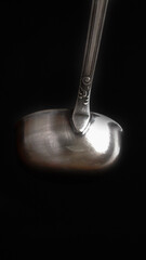 Kitchen ladle made of nickel silver.
