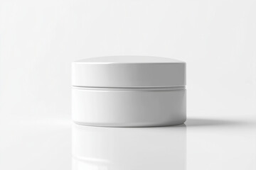 Isolated on a clean white background, a blank cosmetic jar mockup, high reflection, no shadows
