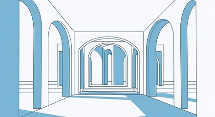 Fototapeta premium “Geometric Archway Corridor with Minimal Modern Architectural Depth”