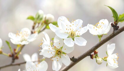 Delicate white blossoms on a tree branch, symbolizing the arrival of springtime