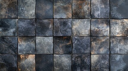 Naklejka premium A stylized 3D digital rendering of an anthracite or dark gray tiled wall or floor. A clean, geometric pattern for modern architectural and design concepts