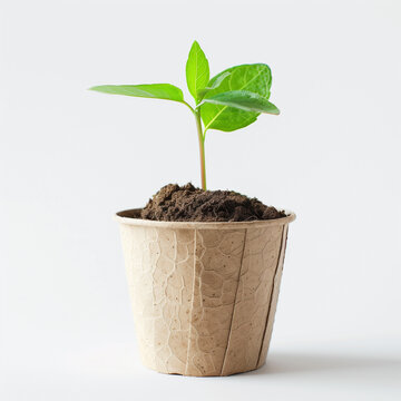 Planta en maceta de papel reciclado