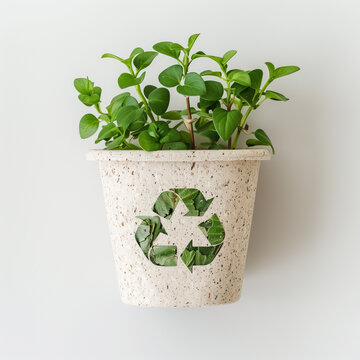 Planta en maceta de papel reciclado