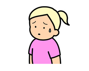 困る　金髪の女の子