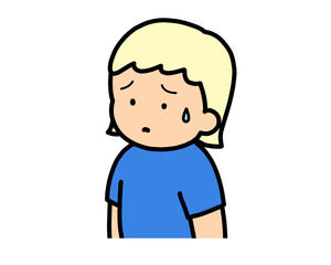 困る　金髪の女の子