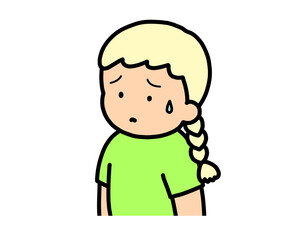 困る　金髪の女の子