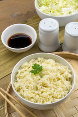Arroz y salsa de soja
