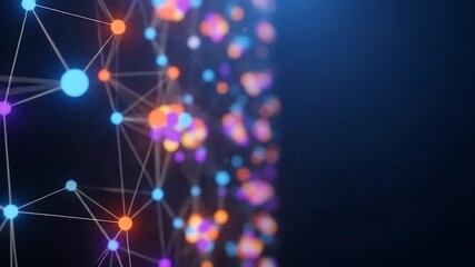 Abstract digital network background with glowing interconnected nodes, symbolizing advanced data flow, technological innovation, and global communication in a futuristic context - Powered by Adobe