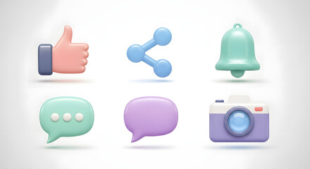 Social media icons, like, share, notification