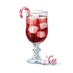 My eps format hand-painted Watercolor illustration, vector illustration set, holiday drink with marshmallows painting illustration isolated on a white background, illustration, AI painting design