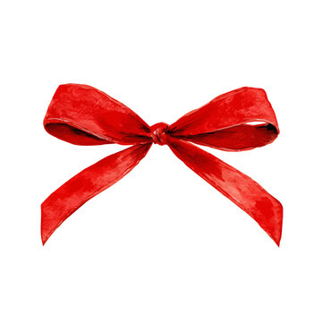 My Watercolor illustration, eps format red bow ribbon painting isolated on a white background, illustration, AI painting design, vector illustration set