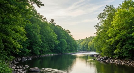 Escape to nature's embrace with this breathtaking river scene, perfect for travel inspiration, outdoor adventure, and serene landscapes to calm your mind