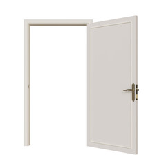 Оpen white door isolated on transparency background. Png