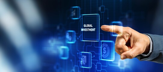 Global Investment Business finance concept. Financial technology concept. Fintech. Crypto currency