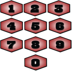 Colorful brown color numbers with shadow, zero to nine vector
